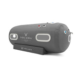 Volaira Horizon portable hyperbaric chamber with spacious laydown design.  Grey chamber side view