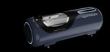 OxyAir OLV-YT01 hyperbaric chamber side view showing large viewing window on black background