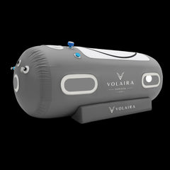 Volaira Horizon portable hyperbaric chamber with spacious laydown design.  Grey chamber side view