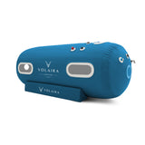 Volaira Horizon portable hyperbaric chamber with spacious laydown design.  Blue chamber side view