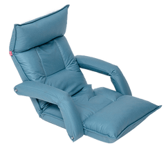 Blue recliner chair for the forward 90 sitting portable hyperbaric chamber.