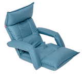 Blue recliner chair for the forward 90 sitting portable hyperbaric chamber.