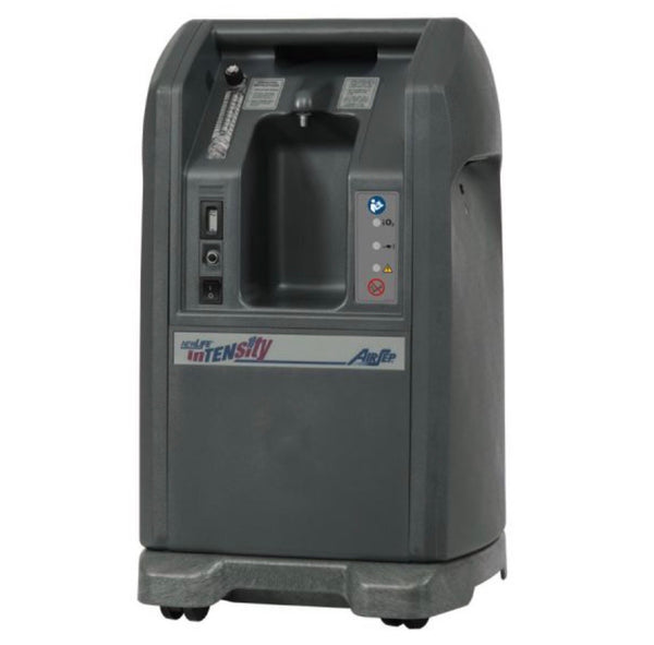 A refurbished Airsep Intensity oxygen concentrator with a flow rate of 10 liters per minute, suitable for medical use, hyperbaric chambers, EWOT, and glassblowers.